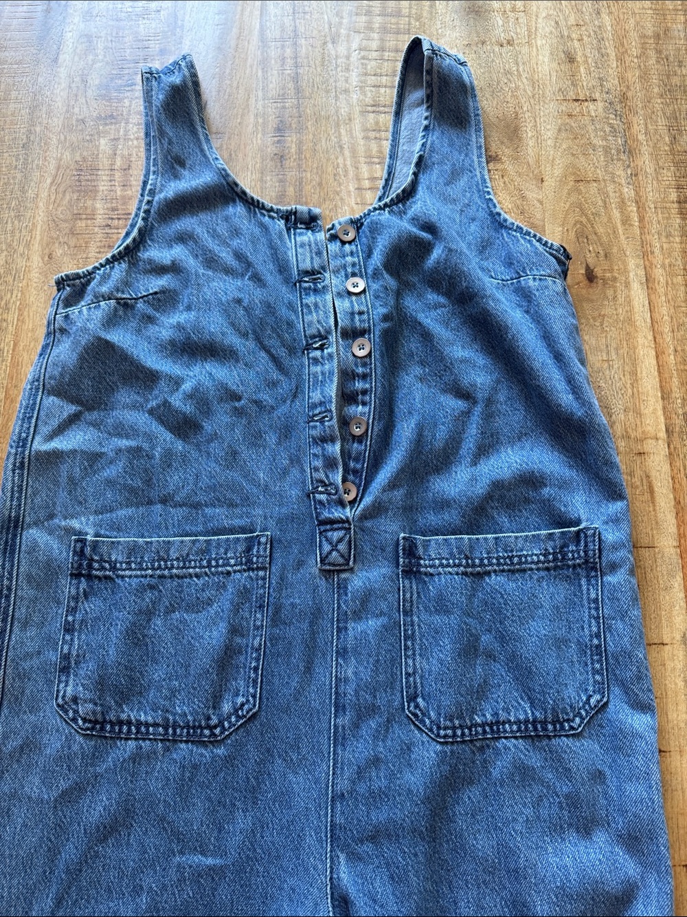 Sincerely Jules Denim lyocell blend Button-Front womens blue Jeans Overalls NEW - Picture 4 of 8